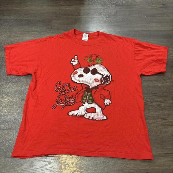 vintage snoopy get in line ladies Christmas t shirt 00s XL - Picture 3 of 5